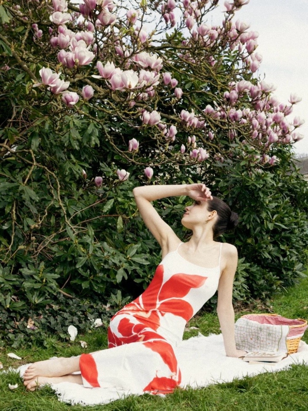 Commense White Maxi Dress with Red Floral Design - Picture 2 of 5